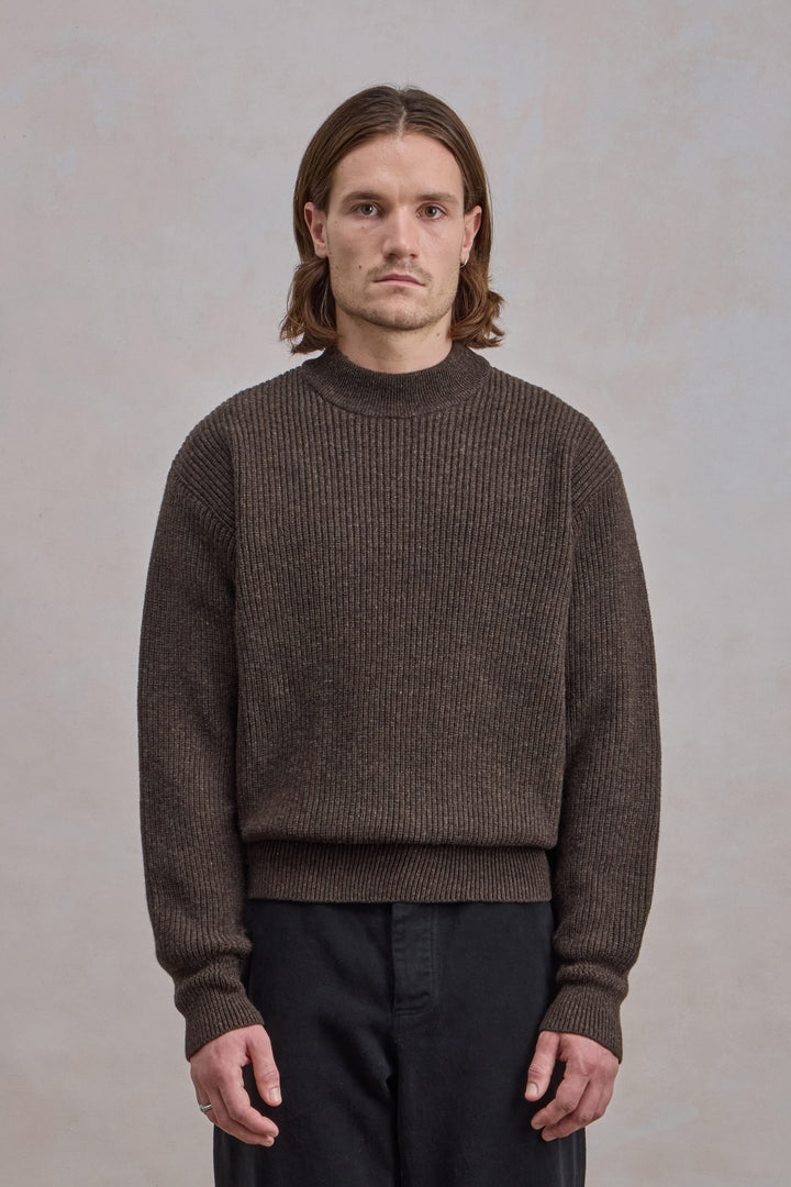 Deck Sweater - Laine d'agneau Marron