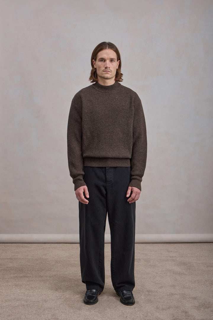 Deck Sweater - Laine d'agneau Marron