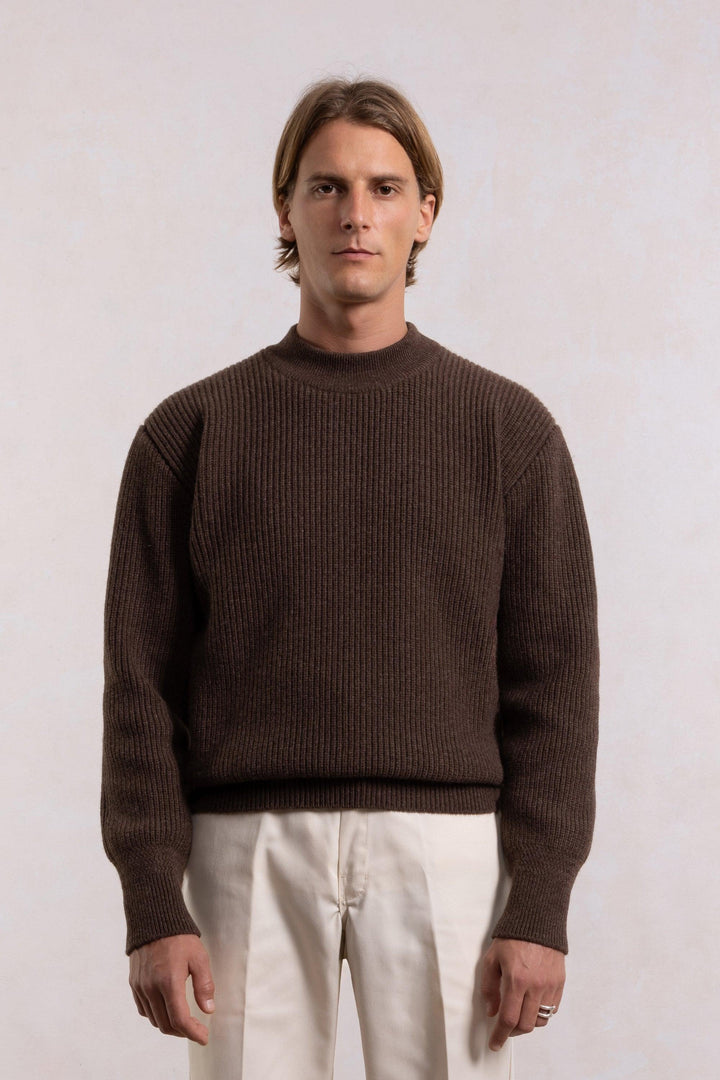 Deck Sweater en laine d'agneau - Marron