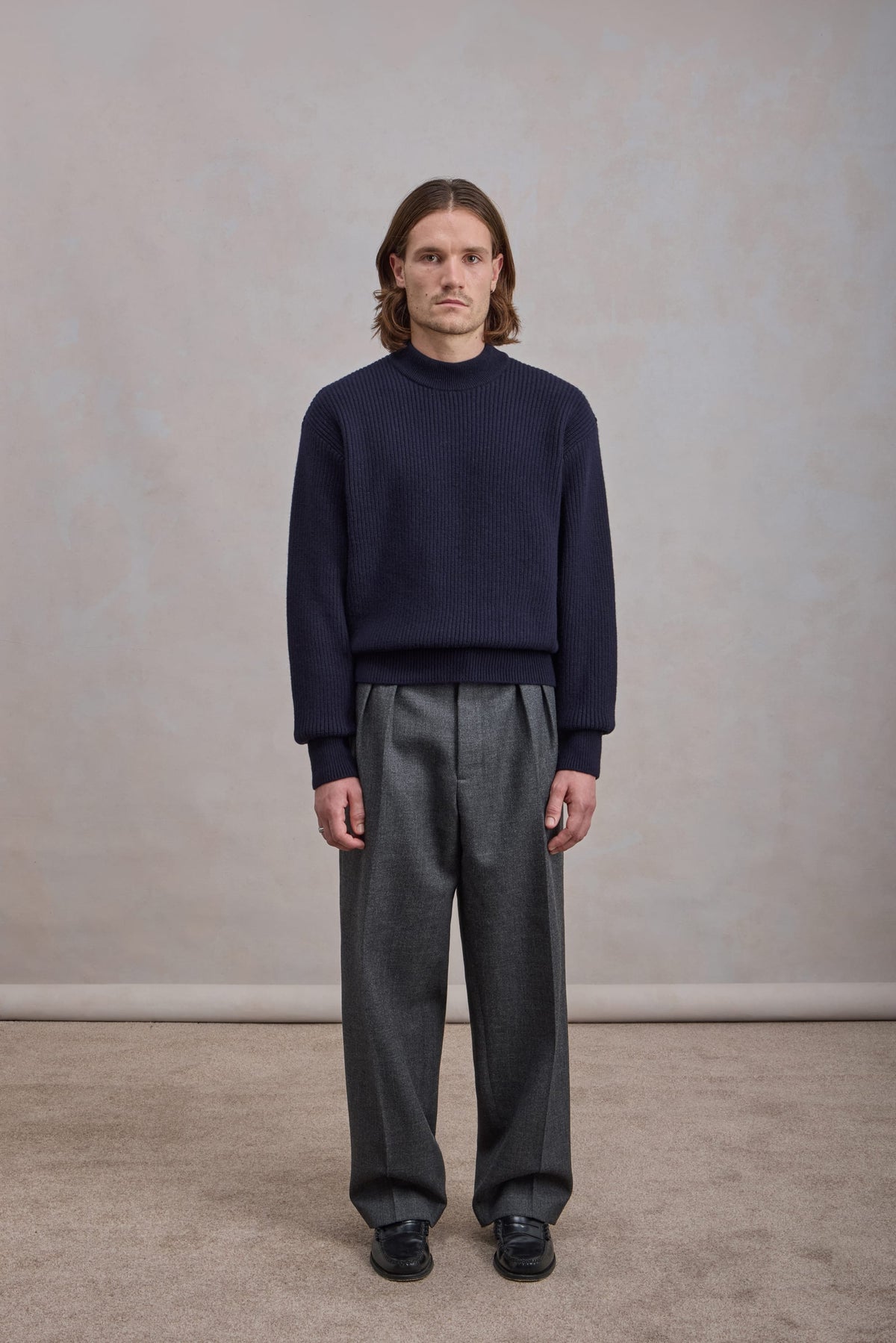 Lamswollen Deck sweater - Marineblauwe