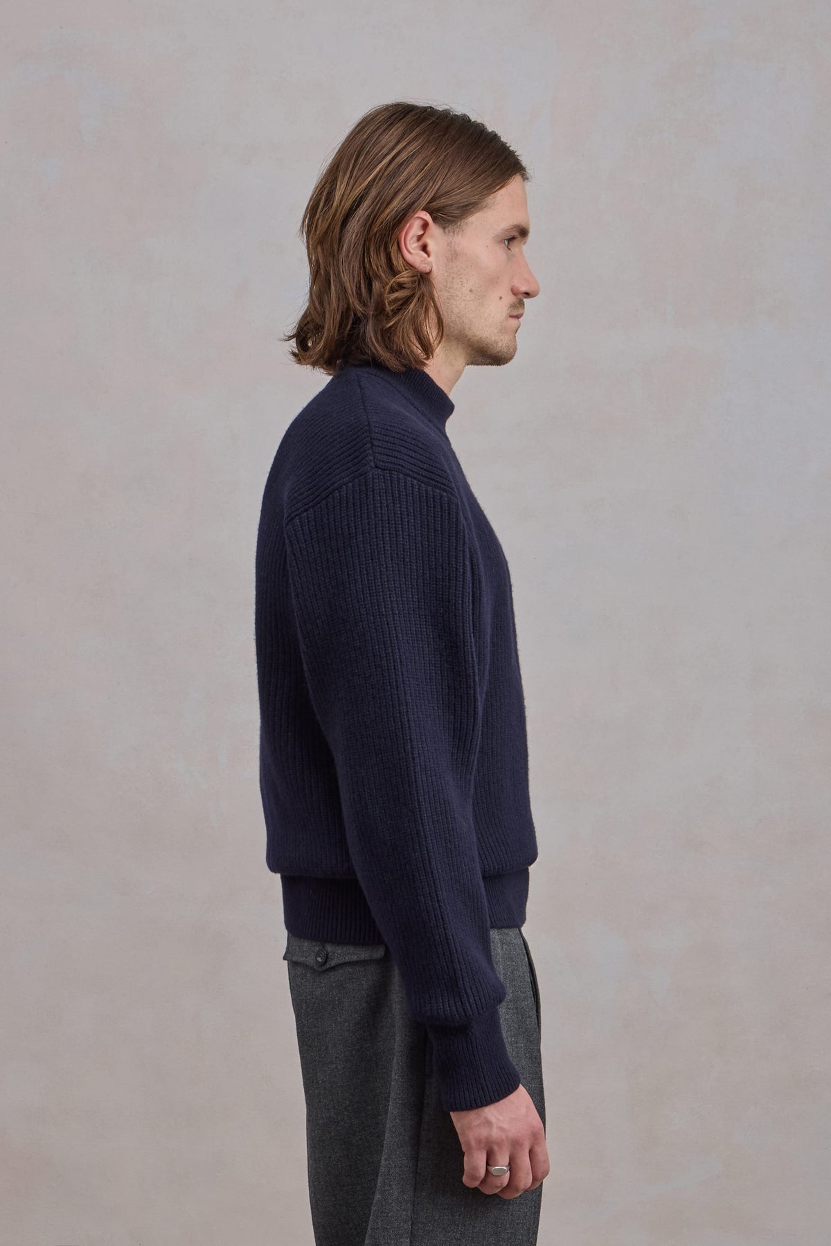 Lamswollen Deck sweater - Marineblauwe