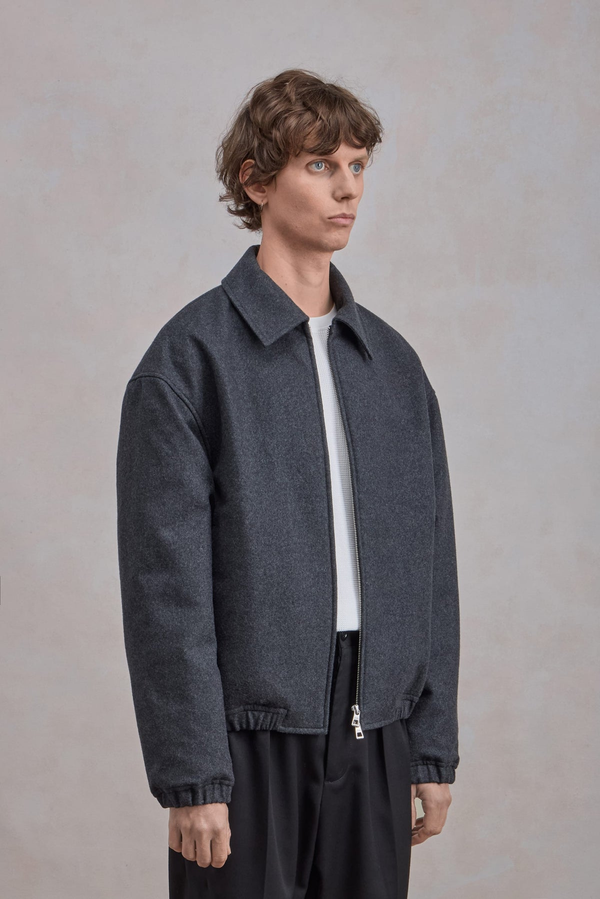 Exhibition Jacket - Flanelle de laine Gris Chiné