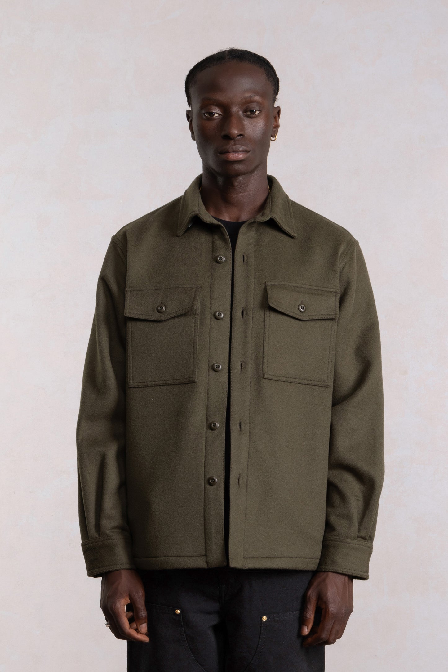 Military Field Jacket - Dark Green Wool-Cashmere