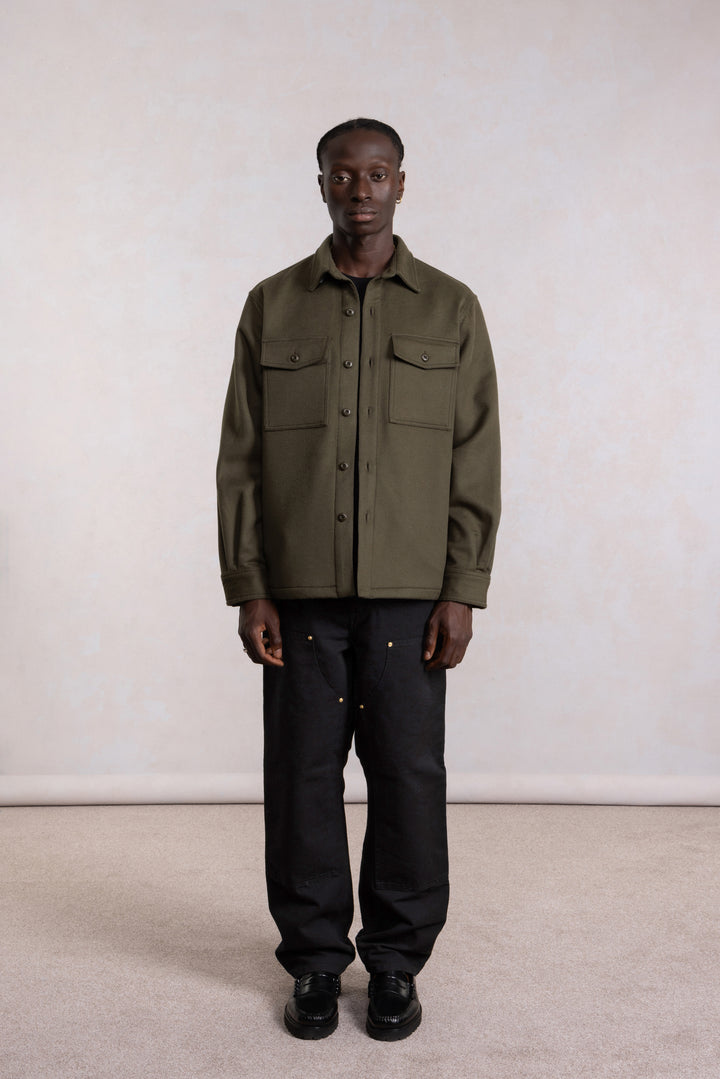 Military Field Jacket - Dark Green Wool-Cashmere