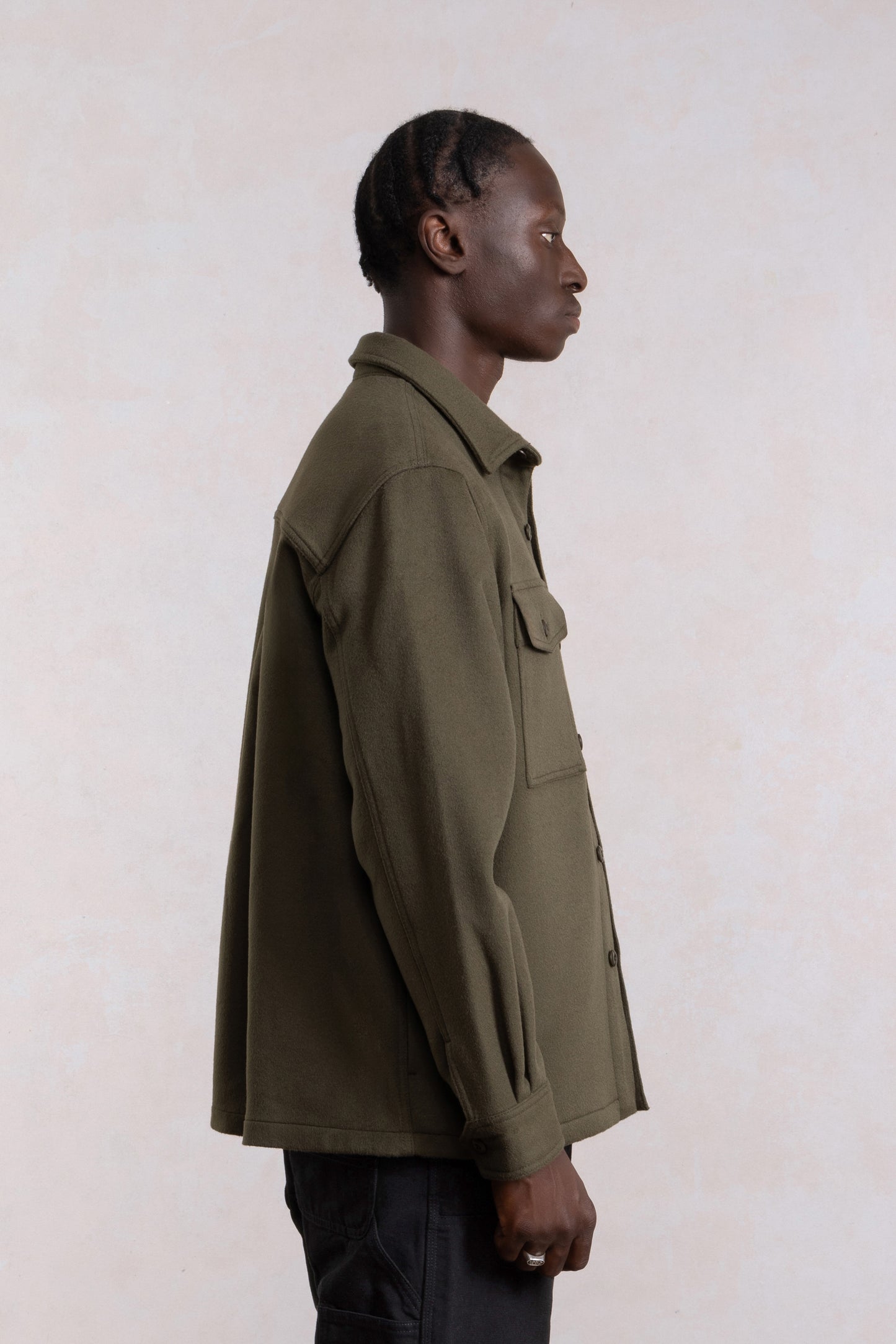 Military Field Jacket - Dark Green Wool-Cashmere