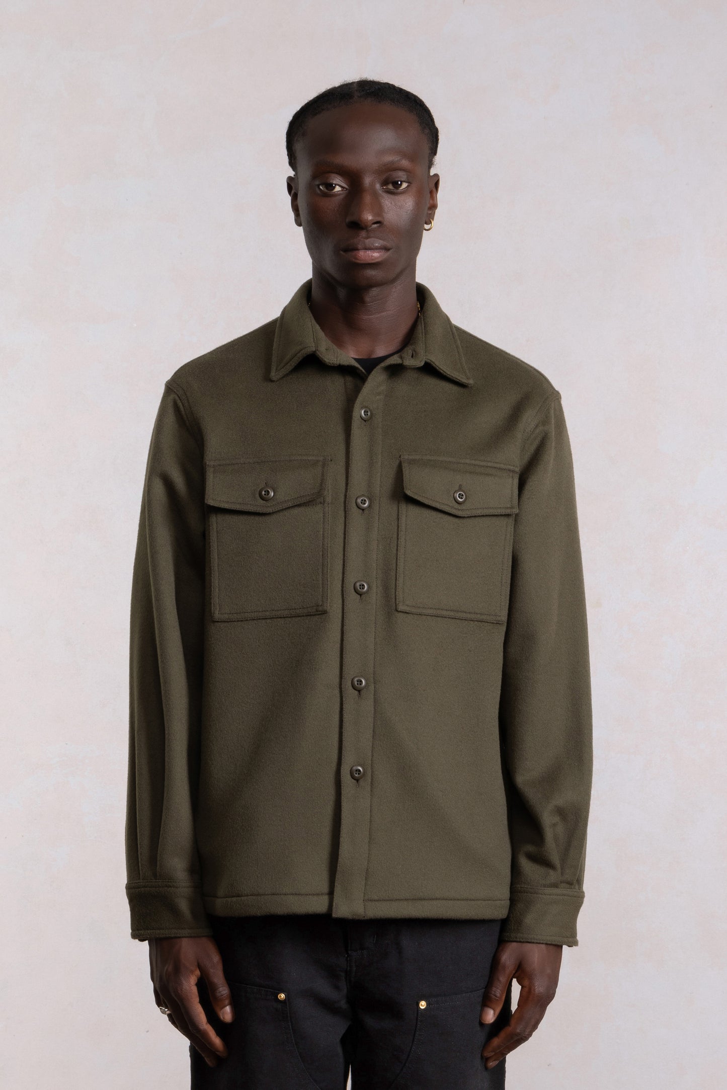 Military Field Jacket - Dark Green Wool-Cashmere