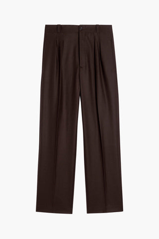 Pantalon French Military - Flanelle de laine Marron Foncé