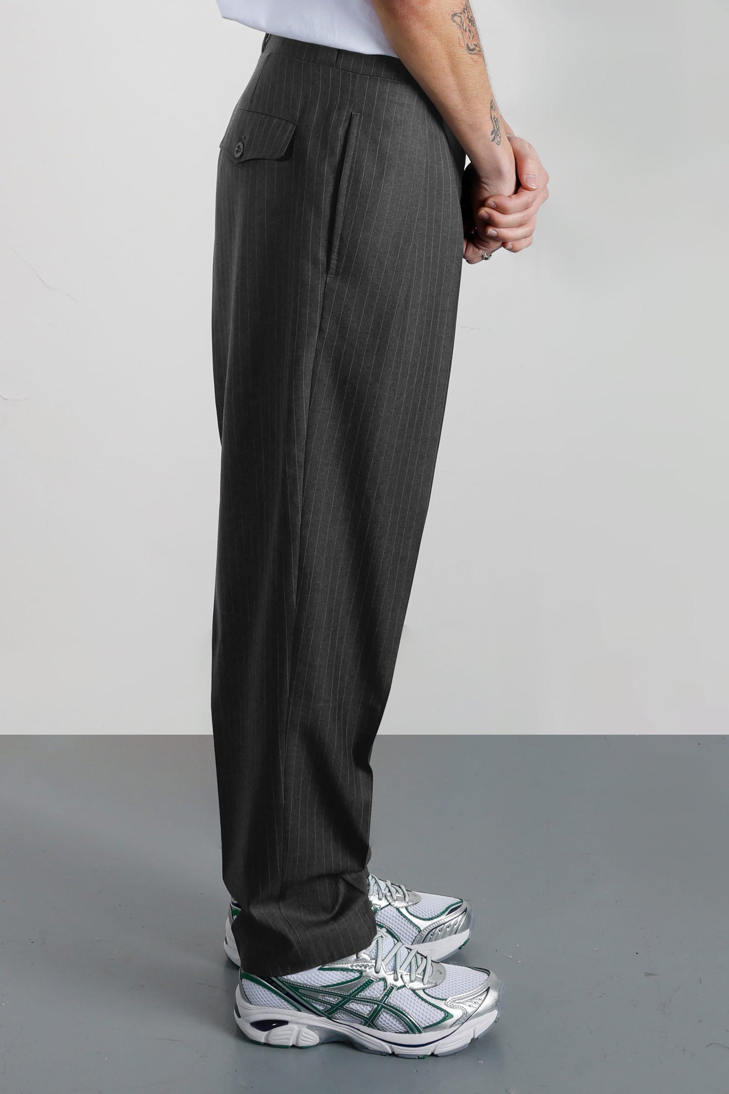 French Military Pants - Gray pinstripe Wool