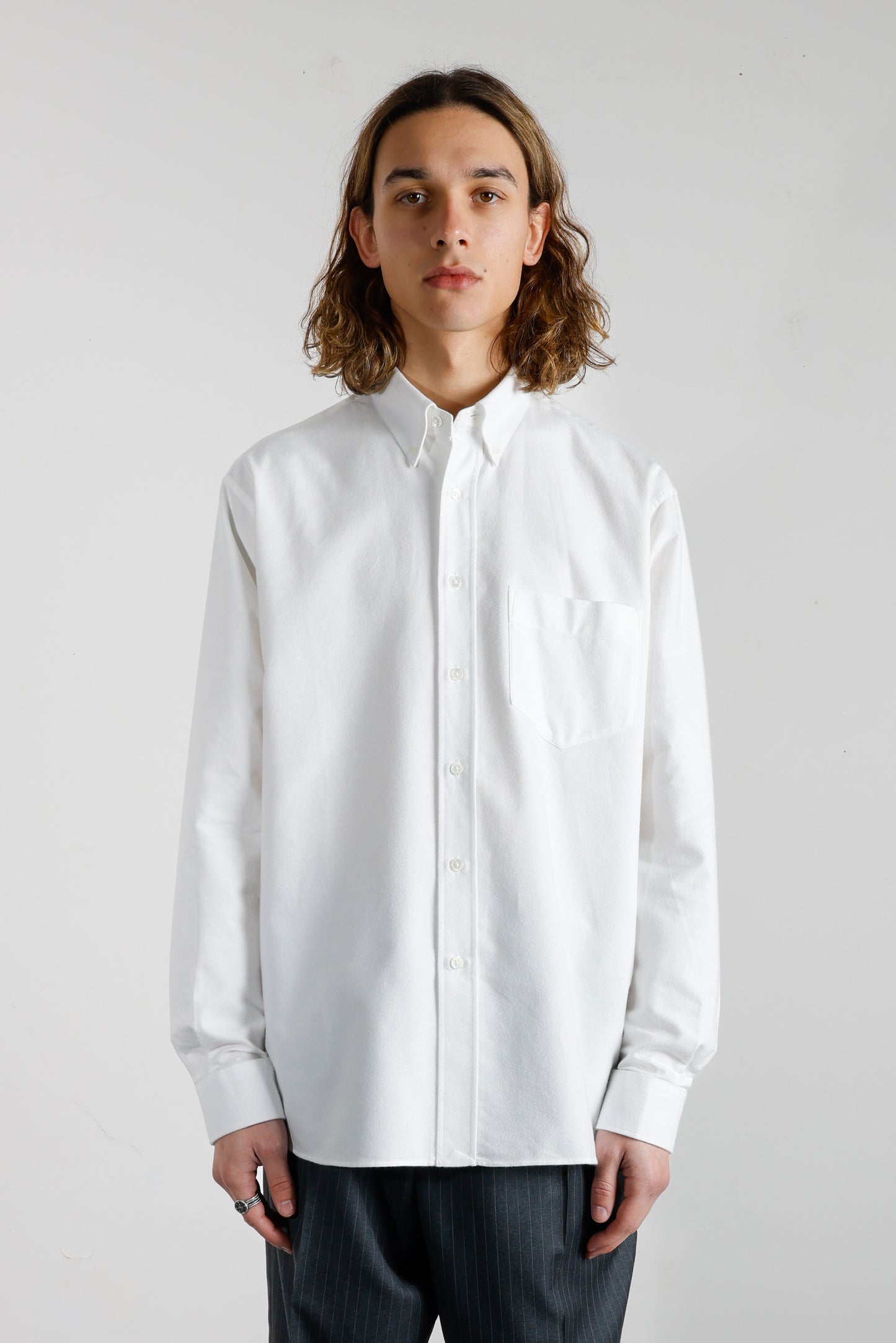 Brushed Oxford Button-Down Shirt - Off-white