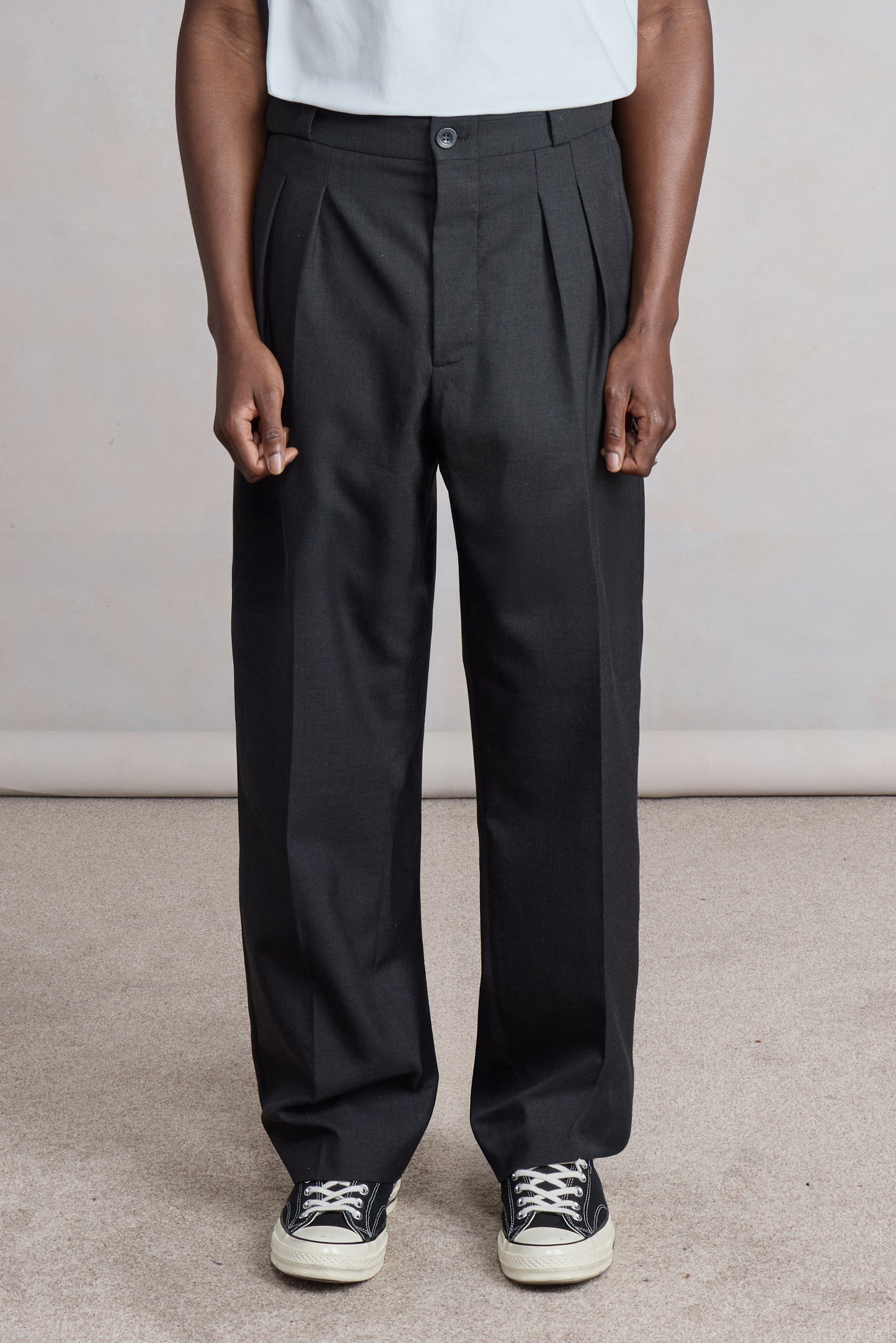 Pantalon French Military - Laine tropicale Gris Anthracite