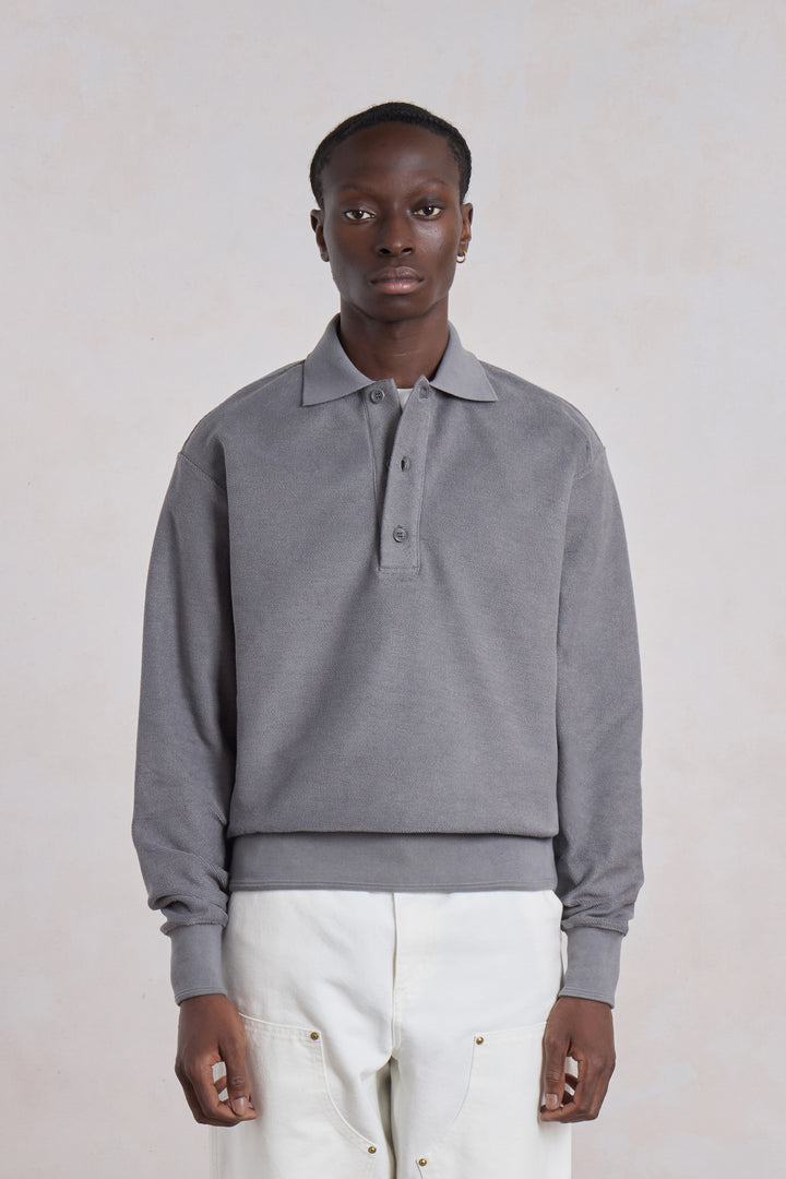 Reversed Polo Sweatshirt – Anthracite Grey