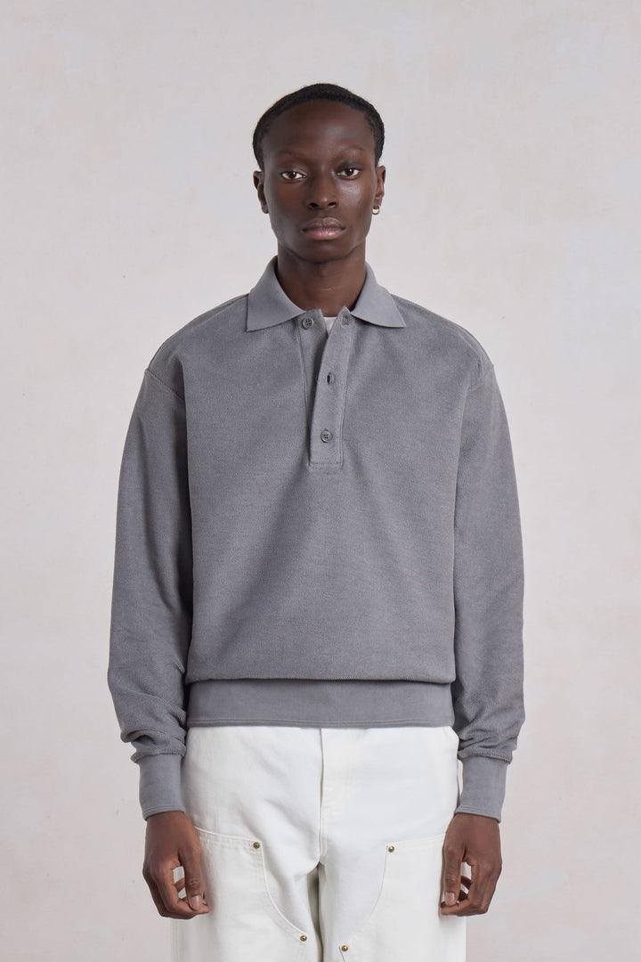 Reversed Polo Sweatshirt - Gris Anthracite