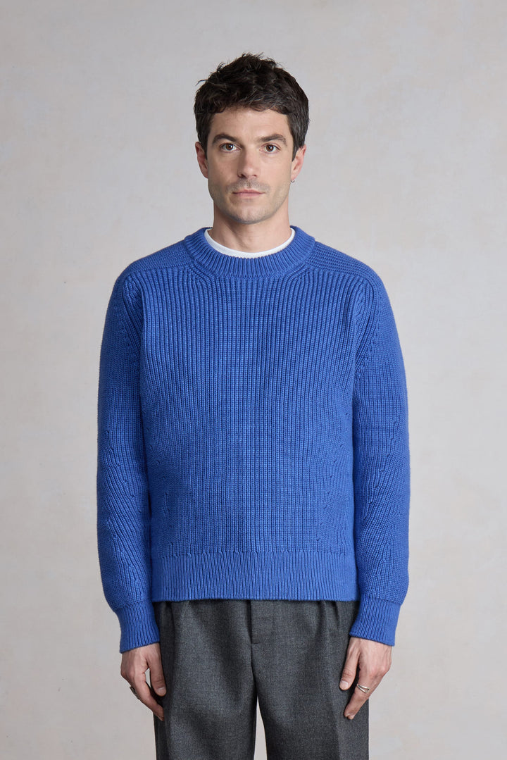 Ribbed Boxy Sweater - Bleu