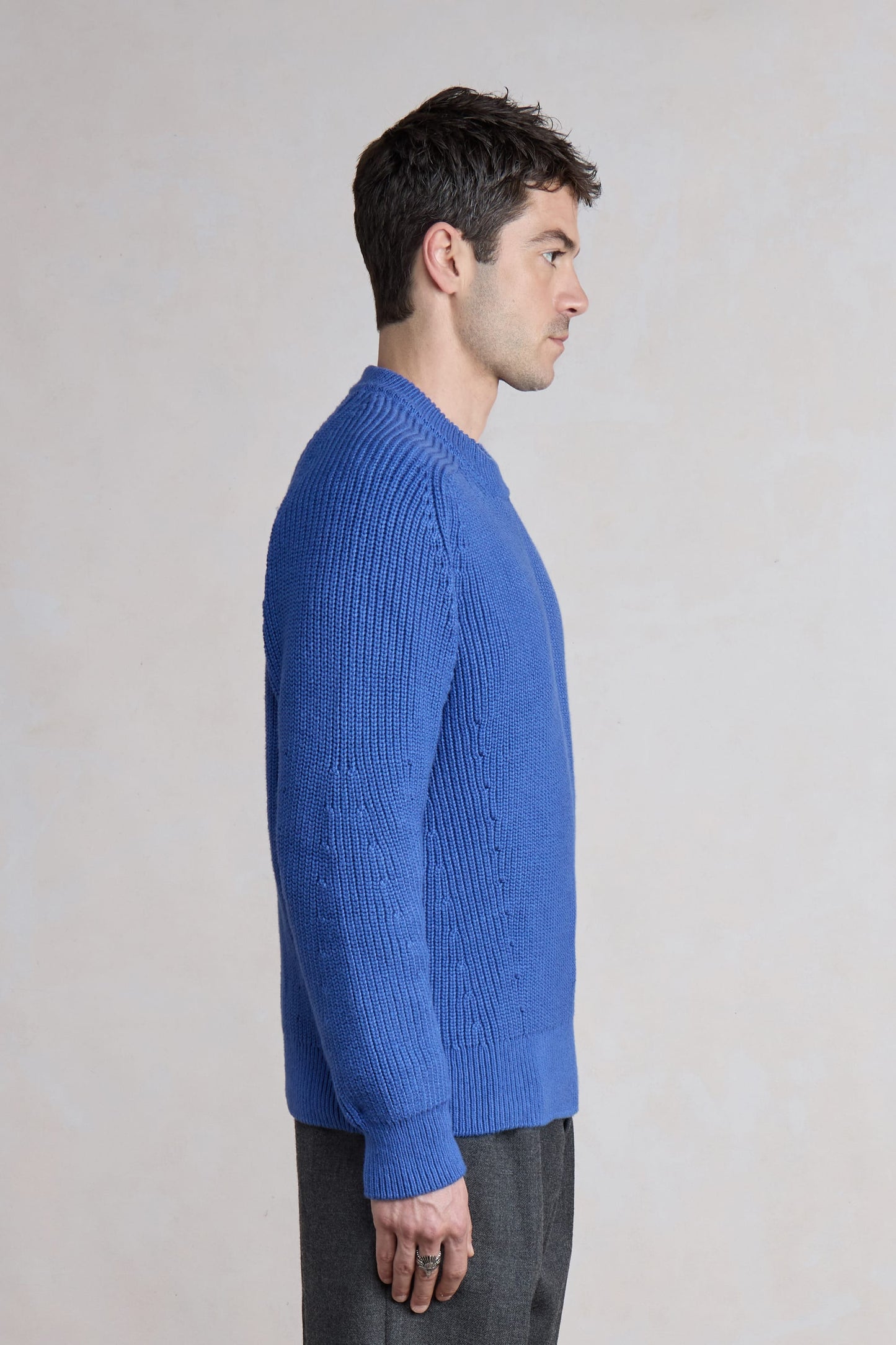 Ribbed Boxy Sweater - Bleu
