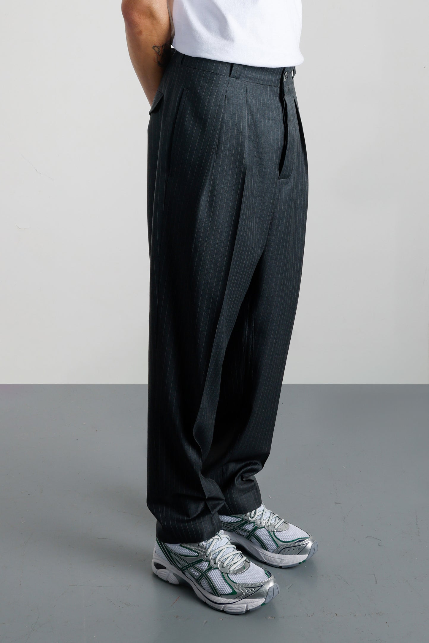 French Military Pants - Gray pinstripe Wool
