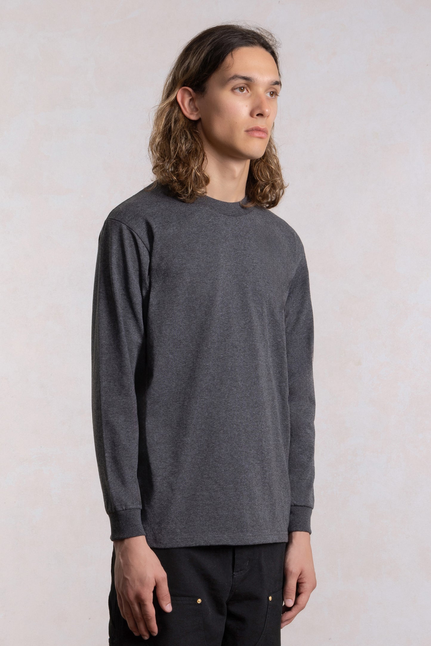 Heavyweight Long Sleeve T-shirt - Charcoal heather gray