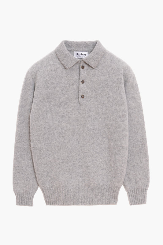 Shaggy Dog wool polo collar sweater – Grey