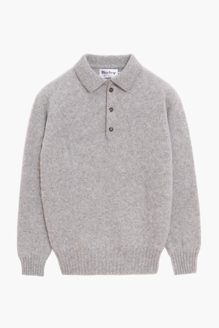 Shaggy Dog wool polo collar sweater – Grey