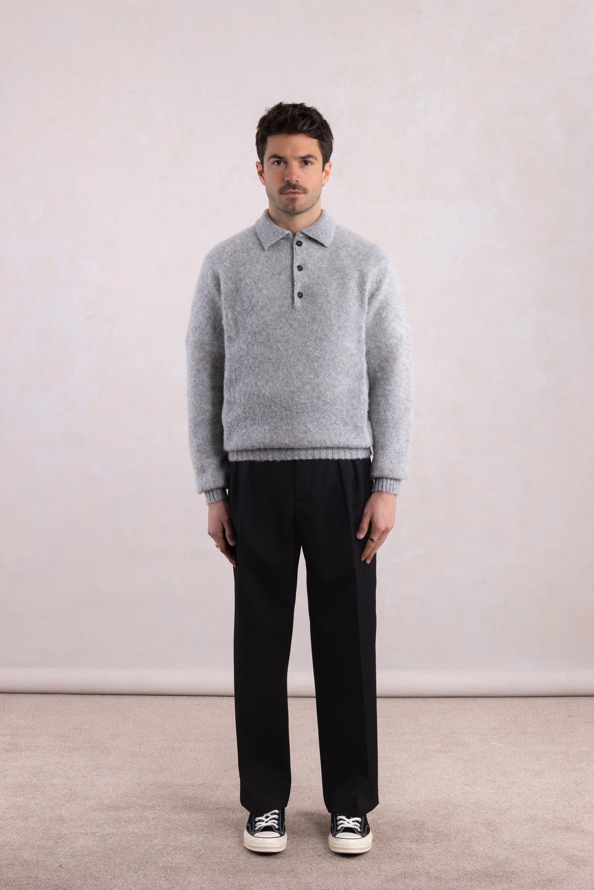 Pull col polo Shaggy Dog en laine - Gris