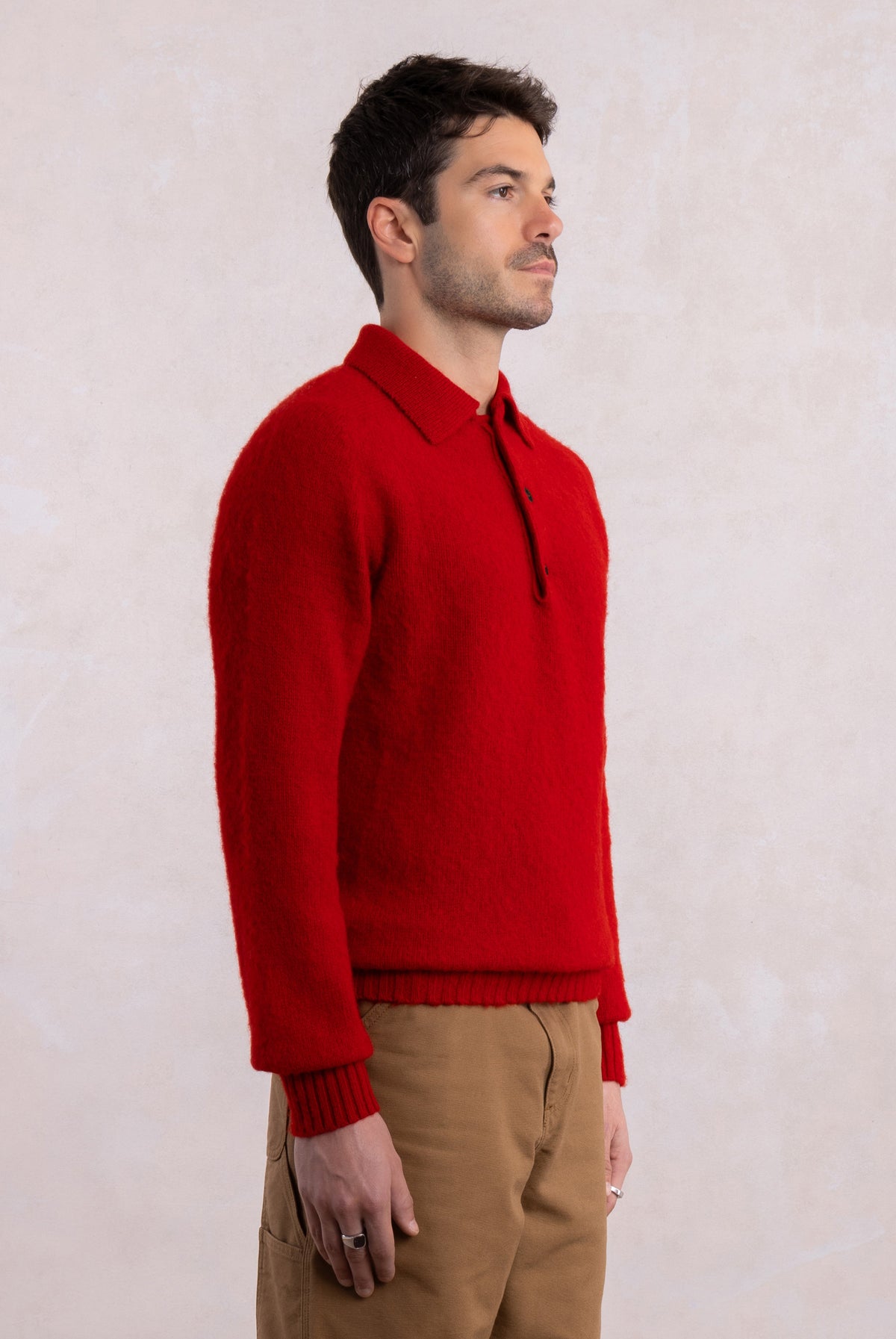 Pull col polo Shaggy Dog en laine - Rouge