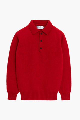 Pull col polo Shaggy Dog en laine - Rouge