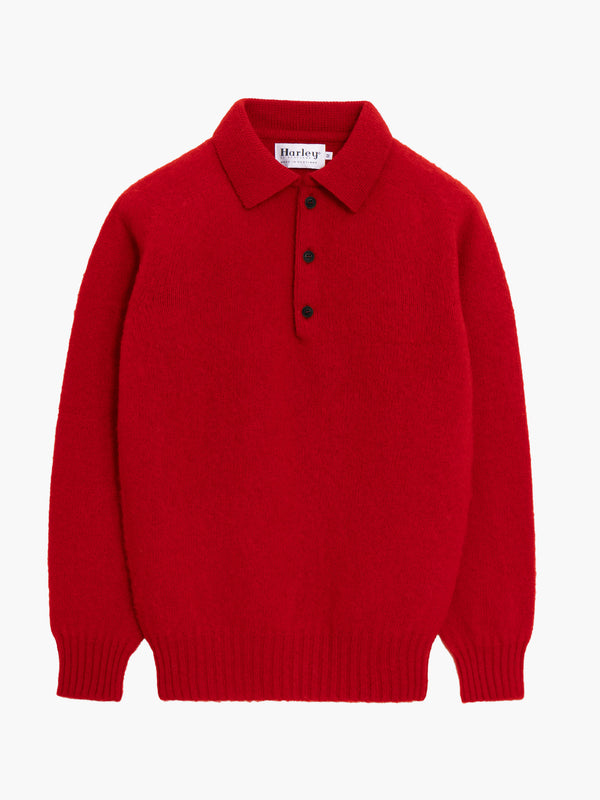 Pull col polo Shaggy Dog en laine - Rouge