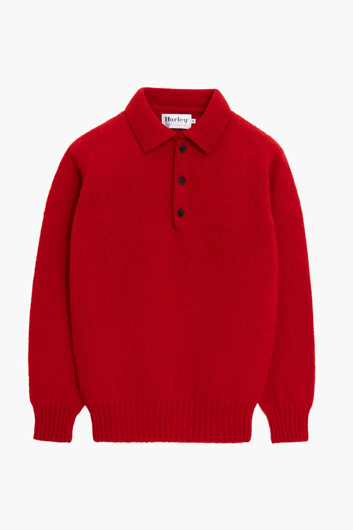 Pull col polo Shaggy Dog en laine - Rouge