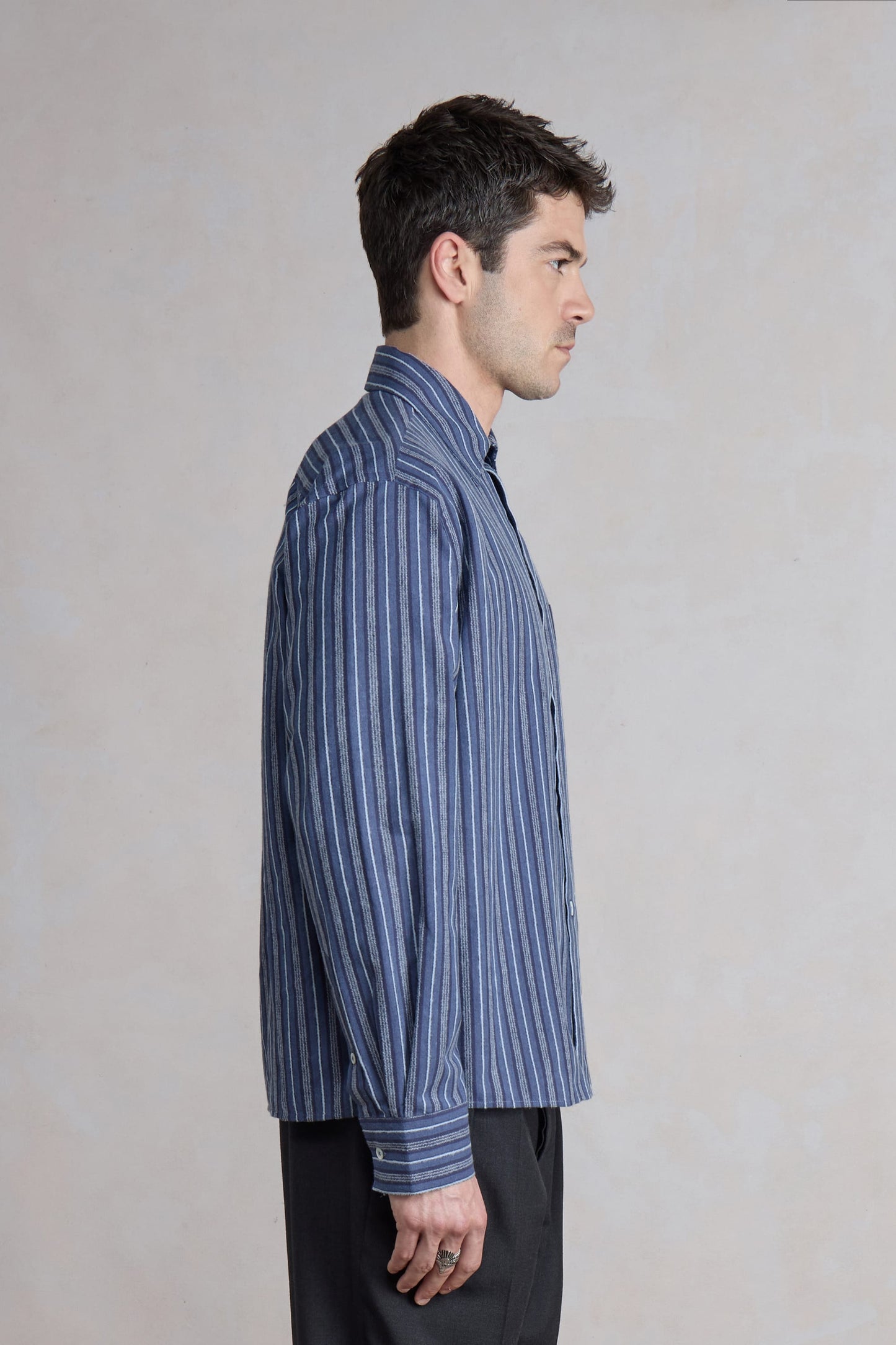 Flat shirt - Gestreepte marineblauw/wit