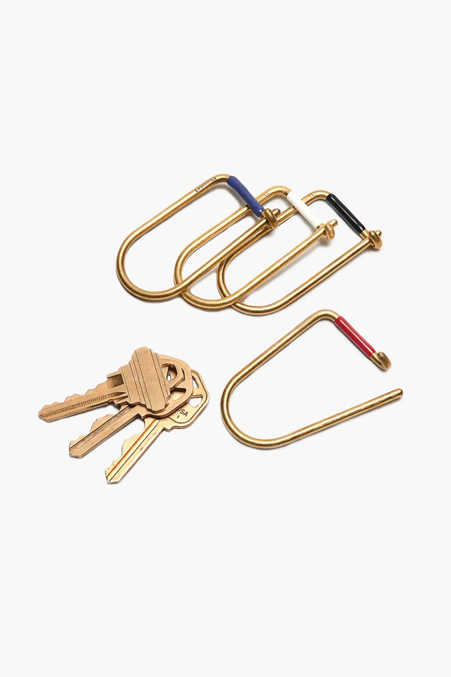 Blauw geëmailleerde messing sleutelhanger - Wilson Keyring