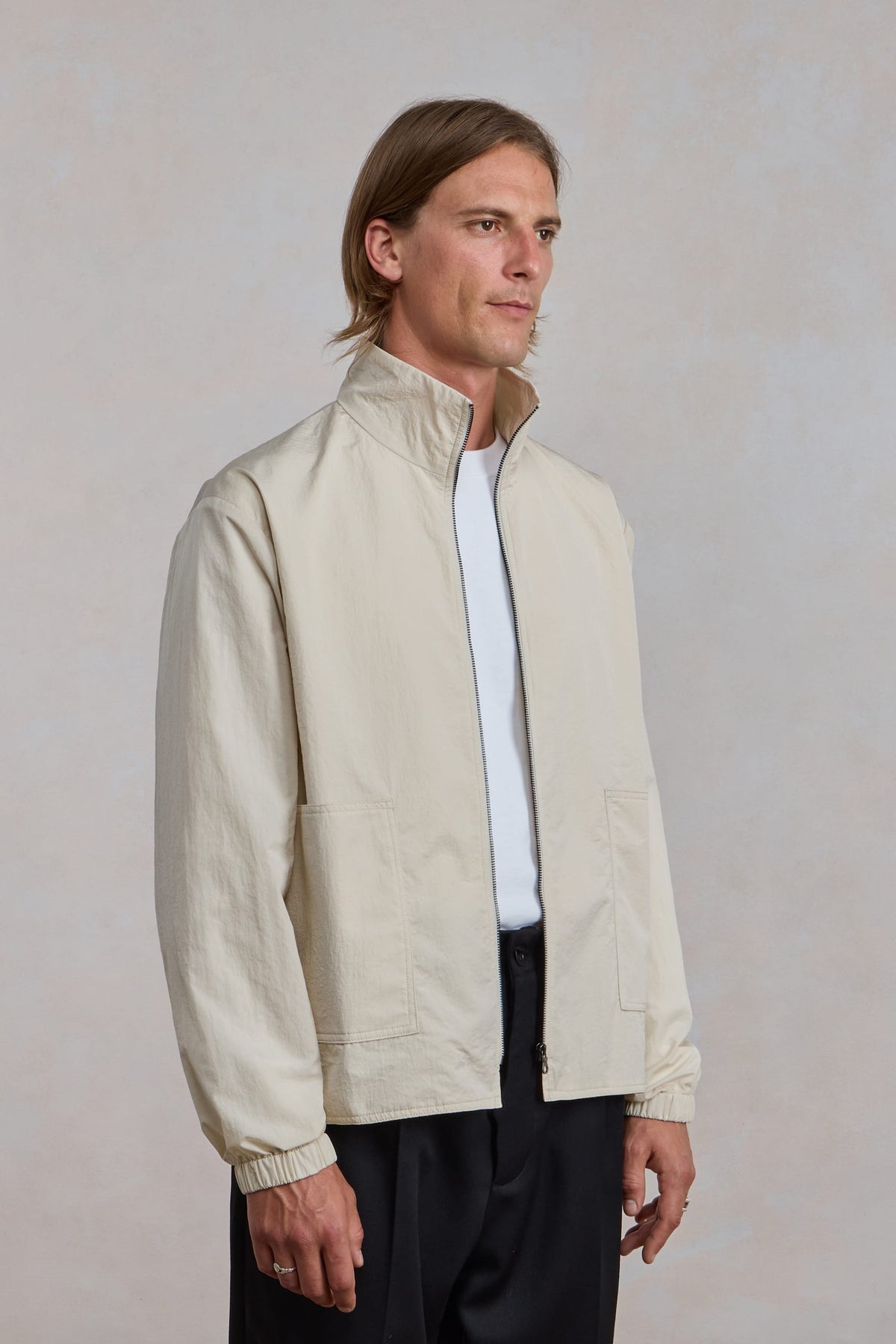 Training Zip Jacket - Off White Nylon