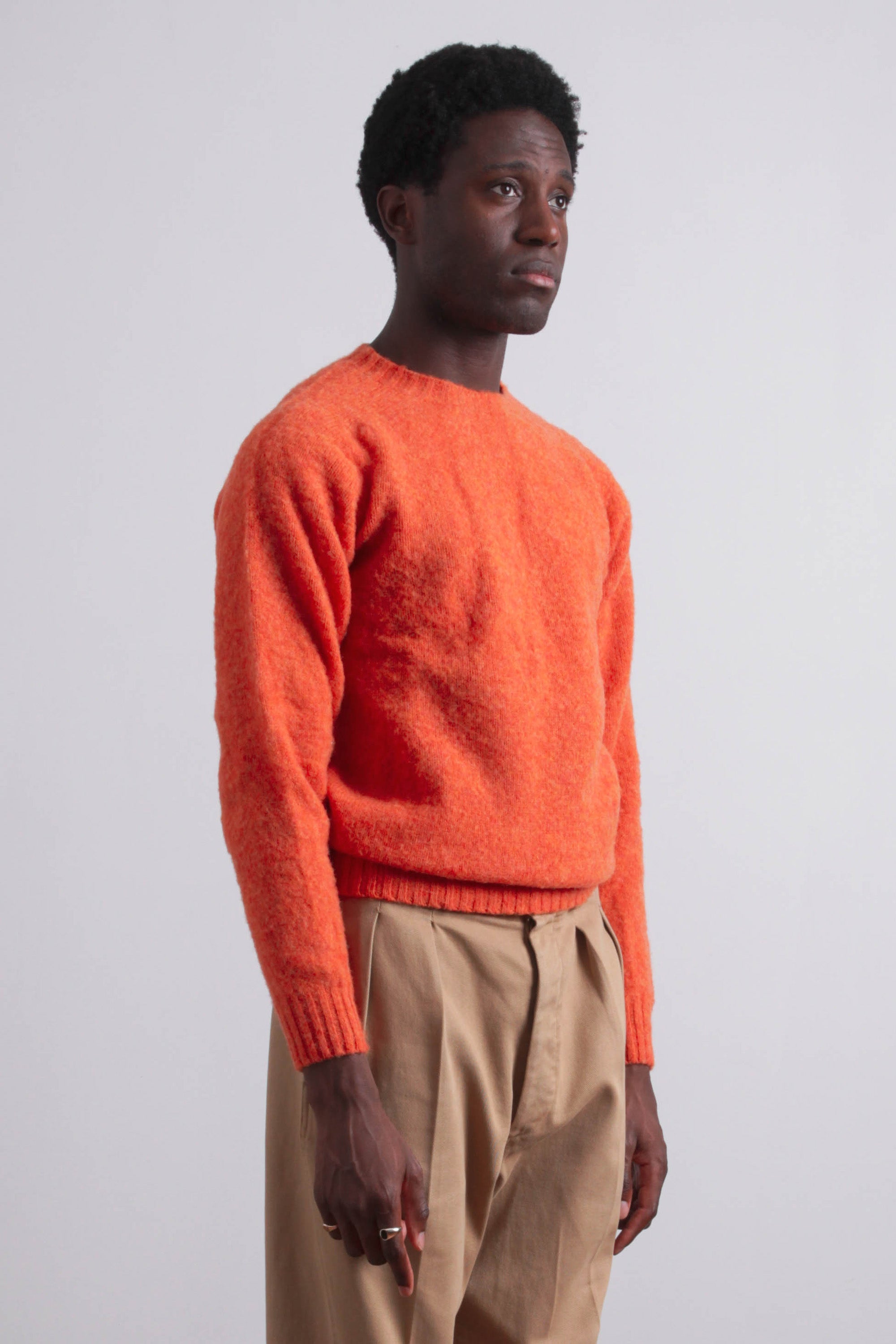 HARLEY OF SCOTLAND Shaggy Dog Sweater in Orange Wool suuupply