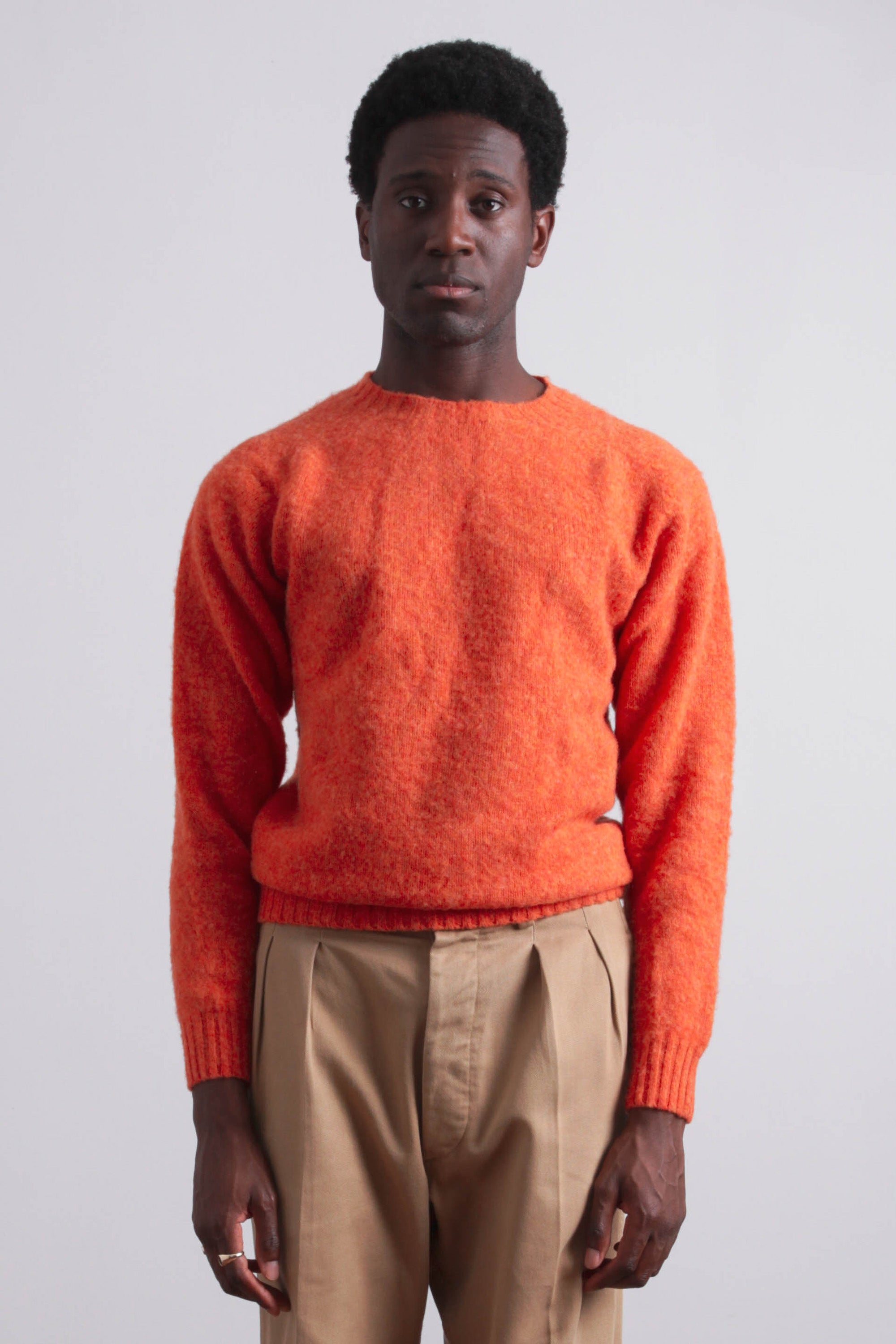 HARLEY OF SCOTLAND Shaggy Dog Sweater in Orange Wool suuupply