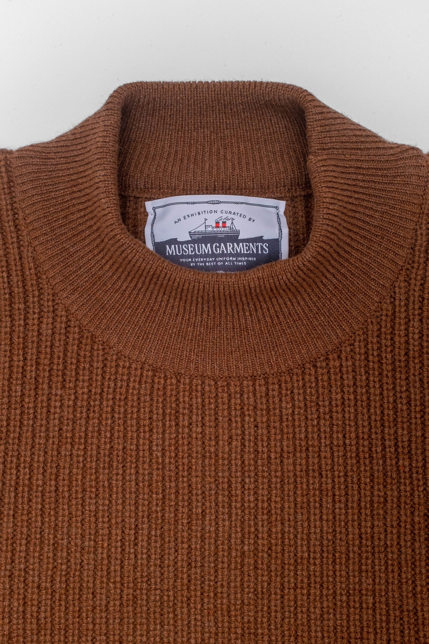 Deck sweater in brown lambswool